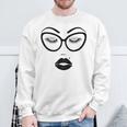 Women's Make-Up Cosmetics Lashes Eyebrows Black Cat Glasses Sweatshirt Gifts for Old Men