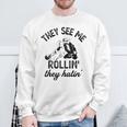 They See Me Rolling They Hatin' Vintage Armbar Jiu-Jitsu Bjj Sweatshirt Gifts for Old Men