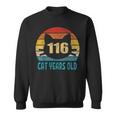 116 Cat Years Old Retro 25Th Birthday Cat Lovers Sweatshirt