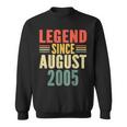 18Th Birthday Legend Since August 2005 18 Years Old Vintage Sweatshirt