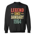 60Th Birthday Legend Since January 1964 60 Years Old Vintage Sweatshirt