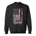 American Flag Dirt Track Racing Car Bike Driver Back Print Sweatshirt