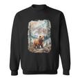 Bear And Fox Mountain Hiker Nature Camping Outdoors Retro Sweatshirt