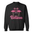 Believe Breast Cancer Flamingo Awareness Pink Ribbon Sweatshirt