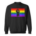 Black Protest Fist Lgbtq Gay Pride Flag Blm Unity Equality Sweatshirt