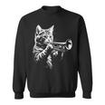 Cat Playing Trumpet Vintage Jazz Musician Trumpeter Sweatshirt