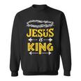 Christliches Sweatshirt Jesus is King mit Dornenkrone Design, Glaubensbekenntnis Tee