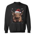 Cute Highland Cow Christmas Santa Hat Xmas Pajama Sweatshirt