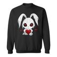 Cute Kawaii Goth Bunny Gothic White Bunny Red Heart Girls Sweatshirt