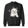Cute Maltese Torn Cloth Maltese Lover Dog Owner Puppy Sweatshirt