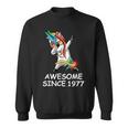 Dabbing Unicorn Awesome Since 1977 Birthday Sweatshirt