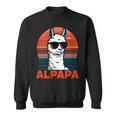 Damen Alpapaatertag Bester Papa Alpaka Alpapa Mit Sonnenbrille Mit-Ausschnitt Sweatshirt