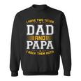 Damen Ich Habe Zwei Titel Papa Und Papa Lustigeratertag Papa Mit-Ausschnitt Sweatshirt