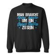 Damen Man Braucht Keine Haare Um Ein Super Papa Zu Sein Mit-Ausschnitt Sweatshirt