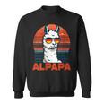 Damen Retrointage Alpapaatertag Bester Papa Alpaka Alpapa Mit-Ausschnitt Sweatshirt