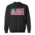 Distressed American Usa Flag With Peace Sign Sweatshirt