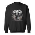 Elefant Zeichnung Tierdruck Splash Wildlife Natur Motiv Sweatshirt