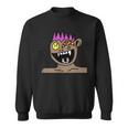 Funky Monster Gesicht Sweatshirt Schwarz mit Farbakzenten