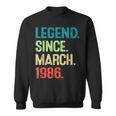 38 Year Old Vintage March 1986 38Th Birthday Sweatshirt