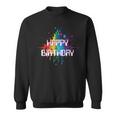 Happy Birthday Regenbogenfarbe Splash Neon Rot Orange Blau Top Sweatshirt