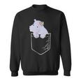 Hippopotamus in Tasche Schwarzes Sweatshirt, Lustiges Tiermotiv Tee
