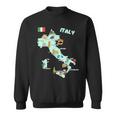 Italy Map Italian Landmarks Hand Drawn Symbols Cities Flag Sweatshirt
