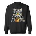 Katze Lederjacke Brille Bikerin Abenteuer Motorradfahrer Sweatshirt