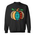 Leopard Print Pumpkin Plaid Aztec Southwest Teal Pumpkin Sweatshirt