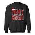 Merry And Bright Buffalo Plaid Red Santa Hat Christmas Xmas Sweatshirt
