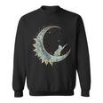 Mystical Aesthetic Cat Sitting On Crescent Moon Lunar Cat Sweatshirt