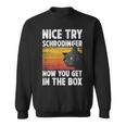 Nice Try Schrodinger Now You Get In The Box Black Cat Sweatshirt