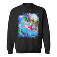 Rainbow Space Galaxy Cat On Flamingo Dolphin Sweatshirt