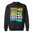 Retro Taylor First Name Girls Name Personalized Groovy Sweatshirt