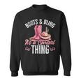 Rodeo Western Country Cowgirl Hat Boots & Bling Sweatshirt