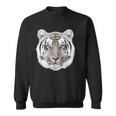 Schwarzes Sweatshirt mit Weißem Tiger-Gesicht, Tiermotiv Tee