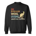 Sie Stellen Wohl Gerne Unnecessary Fragen Retro Kangaroo S Sweatshirt