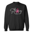 Strong Joshua 19 Bible Verse Breast Cancer Awareness Pink Sweatshirt