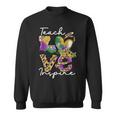 Teacher Mardi Gras Teach Love Inspire Carnival Beads Leopard Sweatshirt