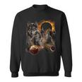 Three Wolf Solar Eclipse Moon Sweatshirt