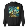 Three Wolves Howling At The Moon Starry Night Wolf Lover Sweatshirt