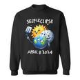 Total Solar Eclipse 2024 Selfieclipse Sun Moon Earth Selfie Sweatshirt