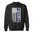 Trump 2024 Back The Blue American Flag Blue Line 4Th Of July Sweatshirt