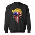 Trump Skull Usa Flag Hair President Sweatshirt