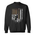 Vintage American Flag Proud Lacrosse Stepdad Lax Silhouette Sweatshirt