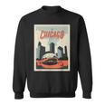 Vintage Chicago Cloud Gate Retro Poster Chicago Landscape Sweatshirt