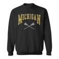 Vintage Michigan Lacrosse Distressed Lax Player Michigan Fan Sweatshirt