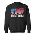 Vintage Us Flag American City Skyline Boston Massachusetts Sweatshirt