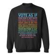 Vote As If Your Skin Is Not White Human's Rights Apparel Sweatshirt