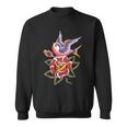 Women's Rose Swallow Vintage Retro Tattoo Sweatshirt