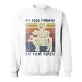 My Food Pyramid Eat Meat Repeat Retro Vintage Bbq Joke Sweatshirt